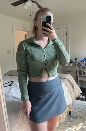 LA Hearts Crop Long Sleeve Top Green thumbnail 2