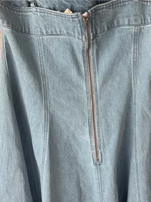 Anthropologie denim midi dress Marin Square Neck Pilcro fit & flare light wash thumbnail 8
