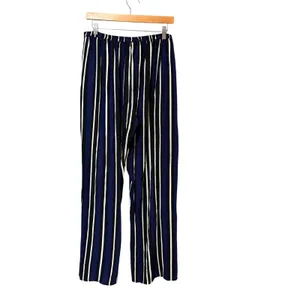 Maeve Anthropologie Navy Blue White Striped Wide Leg Pants High Rise Viscose M thumbnail 3