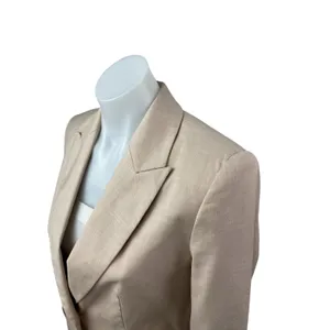 Zara Women's Beige Notch Collar Long Sleeve Single Breasted Blazer Coat Jacket 2 thumbnail 2