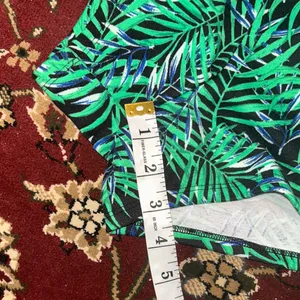 PINK Victoria's Secret Green Leaf‎ Print High Waist Shorts Back Zipper L thumbnail 6