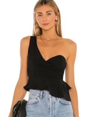 Revolve Superdown Top Black Asymmetrical thumbnail 1
