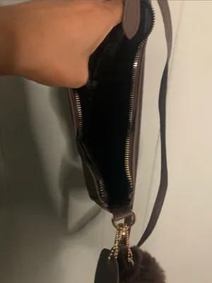 Brown Shoulder Bag with Pom Pom Charm thumbnail 5