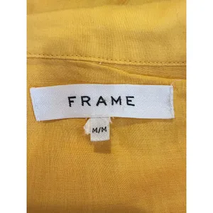 Frame Yellow Kumquat Ramie Double-Lined Long Sleeve V-Neck Kaftan Maxi Dress‎ M thumbnail 2