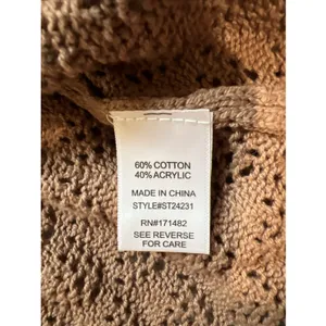 Sincerely Jules Brown Pointelle Crop Sweater Festival Boho Fairy Open Knit thumbnail 6
