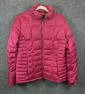 Talbots Quilted Down Filled Puffer Jacket M Mock‎ Neck Pocket Pink Packable thumbnail 1