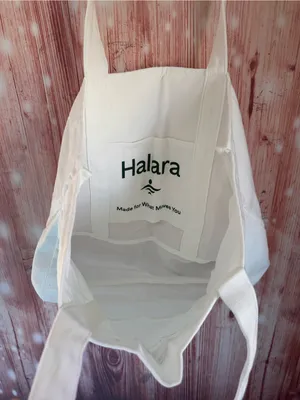 Halara White Logo Green Letter Print Casual Canvas Tote Bag NWT thumbnail 7