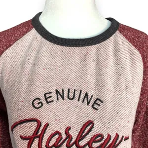 Harley Davidson Cream Red Raglan Sleeve Crewneck Pullover‎ Sweatshirt Size Small thumbnail 3