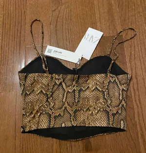 Nwt Animal Print Bustier Spaghetti Strap Crop Top thumbnail 5