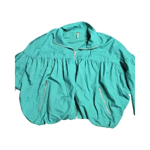 Free People‎ Now or Never Nylon Bomber Turquoise Jacket Size: XS thumbnail 3