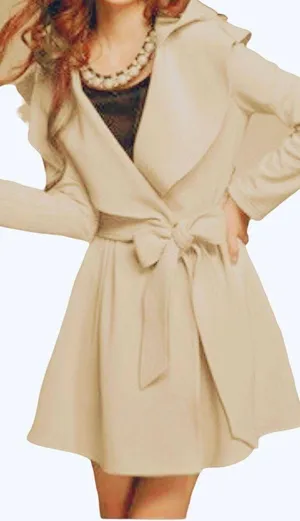 Jebie Fashion Beige Belted Dust Jacket thumbnail 1