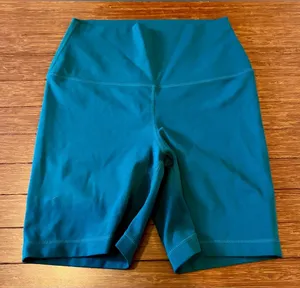 Yogalicious lux everyday shorts Teal Blue active stretch Womens size Medium M thumbnail 1