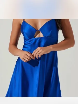 Astr the Label Inara Blue Satin Mini Dress Size Small thumbnail 2