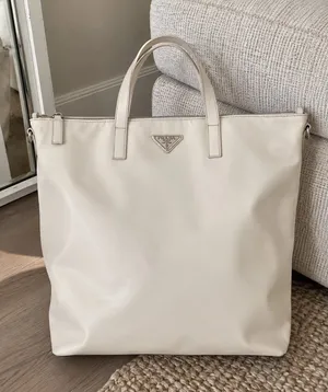 Prada White Saffiano Leather Large Tote Bag Purse WITH COA thumbnail 1