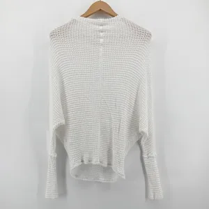 Elan White Waffle Knit‎ Dolman Sleeve Relaxed Fit Sweater Top Women's Medium thumbnail 4