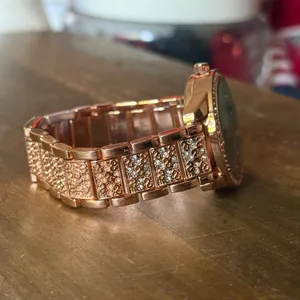 Rose gold iced quartz watch thumbnail 7