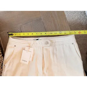 NWT FRNCH Paris Bianca Wide Leg‎ Trousers Women Large Creme High Rise Denim New thumbnail 6
