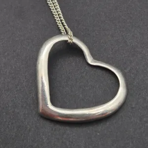 Vintage Sterling Silver Chain and Open Heart Pendant Necklace 18" Valentine Gift thumbnail 7