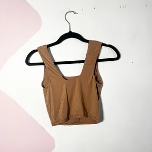 Aerie Smoothez Tank‎ Top Small Gold Glitter Shimmer Comfort thumbnail 2
