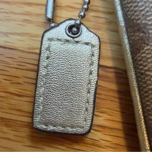 Coach Tan Signature Wristlet with Gold Accents thumbnail 4