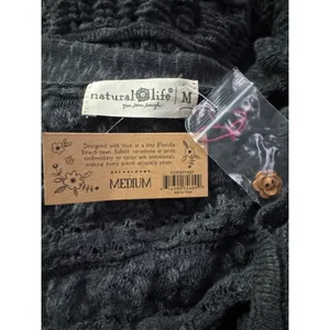 NWT Natural Life Open Knit Cropped Ruffle Button Front Cardigan Sweater Medium thumbnail 7