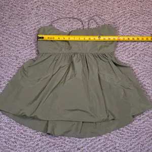Wilfred Aritzia Olive Green Tie Back Babydoll Cami Top Large Open Back Taffeta thumbnail 5
