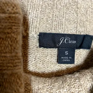 J.Crew Alpaca Sweater Merino Wool Knit Mock Neck Ribbed Hem Pullover Tan Small thumbnail 3