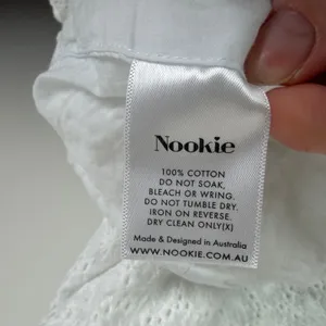 Nookie Darling Mini Dress Small White Eyelet Ruched Ruffle Hem Bridal‎ Cocktail thumbnail 8