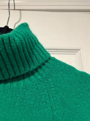 J.Crew Size S Green Wool Alpaca Blend Turtleneck Sweater Oversized Tunic thumbnail 5