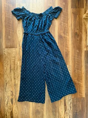 Anthropologie Findley Off-The-Shoulder Navy Blue Jumpsuit Women's thumbnail 7