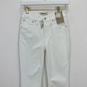 Madewell Kick Out Crop Jeans Pure White Stretch Mid Rise Flare NI961 US 24 NWT thumbnail 8