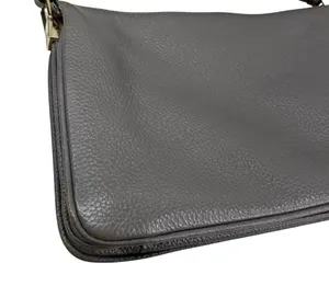Kate Spade Leila Triple Gusset Gray Leather Crossbody Purse thumbnail 4