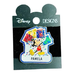 Disney Design Mickey & Minnie Mouse Donald Duck “Pamela” personalized metal pin thumbnail 1