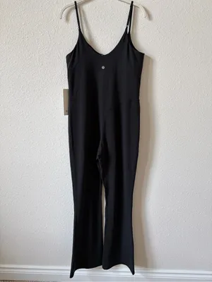 Lululemon Align Mini Flare Bodysuit Jumpsuit Size 14 Black Neutral Sporty thumbnail 2