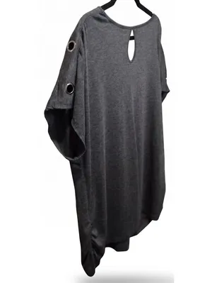 PerSeption Concept Grey Dolman Sleeve Grommet Keyhole Top Plus Size 3X thumbnail 3