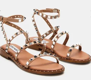 Steve Madden Women’s Travel Tan Sandal Strappy & Studded Sz 7.5 thumbnail 1