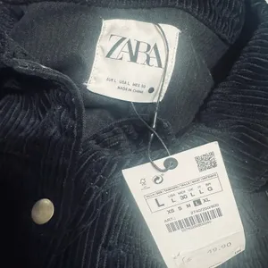 NWT ZARA Black Corduroy Shirt Jacket Shacket Women’s L raw hem fringe grunge thumbnail 6