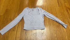 🍎Garage Light purple Long Sleeve Square Neck Top thumbnail 1