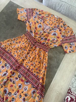 Cupshe Boho Floral Orange Tiered maxi Dress thumbnail 3