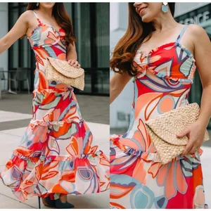 NEW Alexis x Target Limited Edition Multi Floral Vibrant Tiered Maxi Dress XXS thumbnail 5