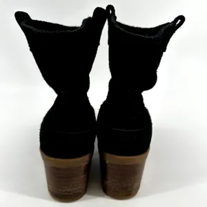 Sorel Cate Pull On Waterproof Suede Rain Ankle Boots Booties Block Heel Black 6 thumbnail 5
