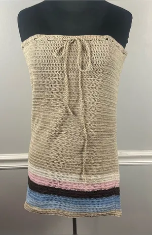 Y2k Roxy crochet mini coverup dress size medium 100% cotton thumbnail 1