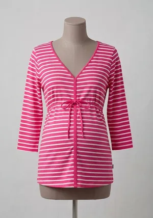 Motherhood Maternity Oh Baby Pink Striped Maternity Tunic Top Empire Waist Tie Size Large thumbnail 1