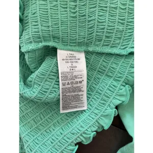 Gap Smocked Button Front Top Womens Size L Tall Green Puff Sleeve Cotton Modal thumbnail 6
