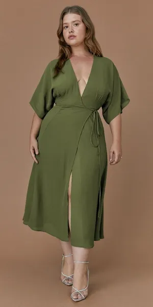 Reformation Karen Wrap Dress‎ in Moss NWT S thumbnail 1