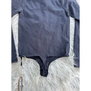 Skims Essential Crew Neck Long Sleeve Bodysuit Onyx Size S/M thumbnail 9
