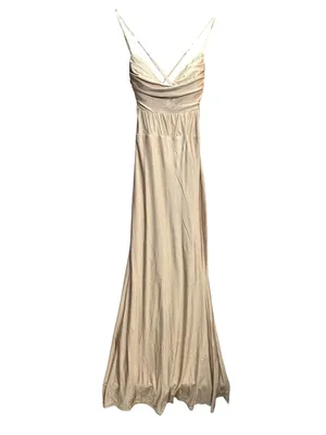 Windsor Taupe Satin Maxi Dress XS Cowl Neck Strappy Open Back Formal Gown NWT thumbnail 3