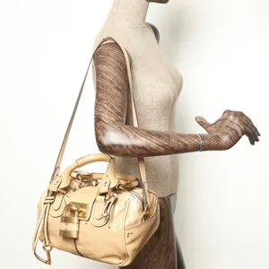 CHLOE PADDINGTON Leather Handbag Beige Cream Crossbody Strap Lock & Key thumbnail 10