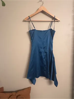 BABYBOO Zahra Teal Satin Mini Dress thumbnail 4