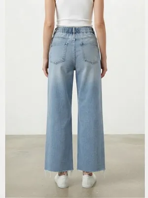 ZOE + PHOEBE High Rise Wide-Leg Jeans 5 Fits Like 26/2 Light Distressed Wash EUC thumbnail 7